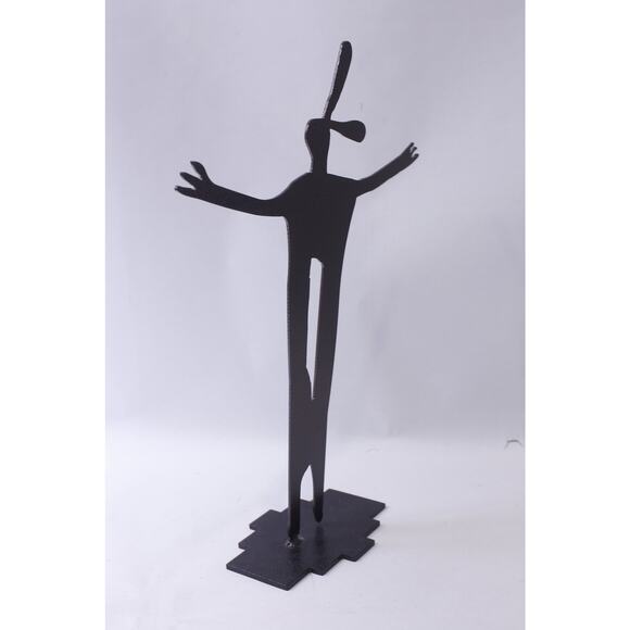 Native American Open Arms Brown Metal Statue, 18 inches, Hat Hanger, Interior - Picture 4 of 4